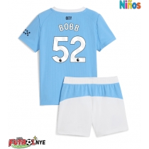 Camiseta Manchester City Oscar Bobb #52 Primera Equipación para niños 2025-26 manga corta (+ pantalones cortos)